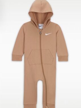 NWOT Nike Baby Essentials Baby Hooded Coverall in Tan